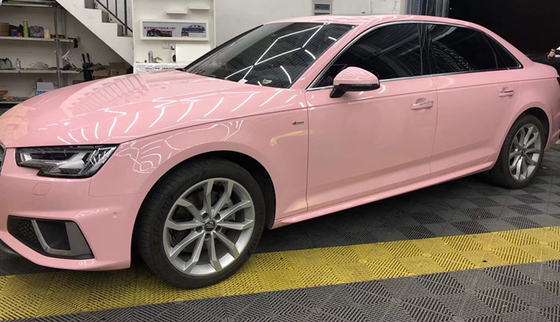 De acryl Gebaseerde Zelfklevende Vinyl Hoge Filmomslag polijst Cherry Blossom Pink Car Wrap